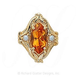 GS251 CIT/PL - 14 Karat Gold Slide with Citrine center and Pearl accents 